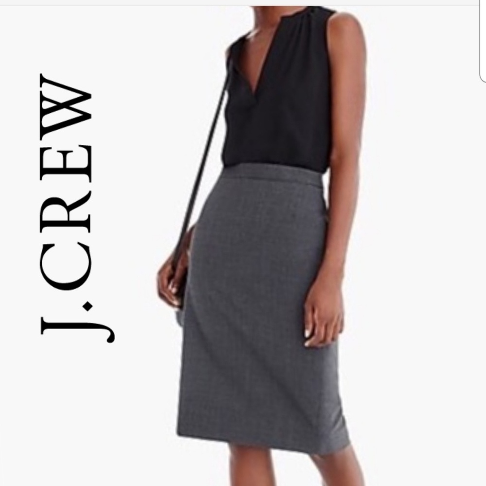J.Crew, No. 2 Pencil Skirt, 100% Wool, Grey